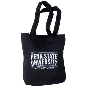 navy canvas tote with white Penn State University Nittany Lions
